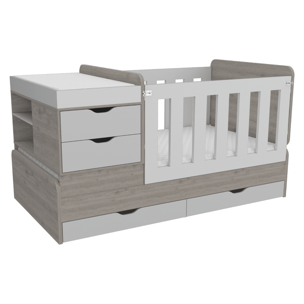 Cama Corral Islas Blanco Y Ceniza
