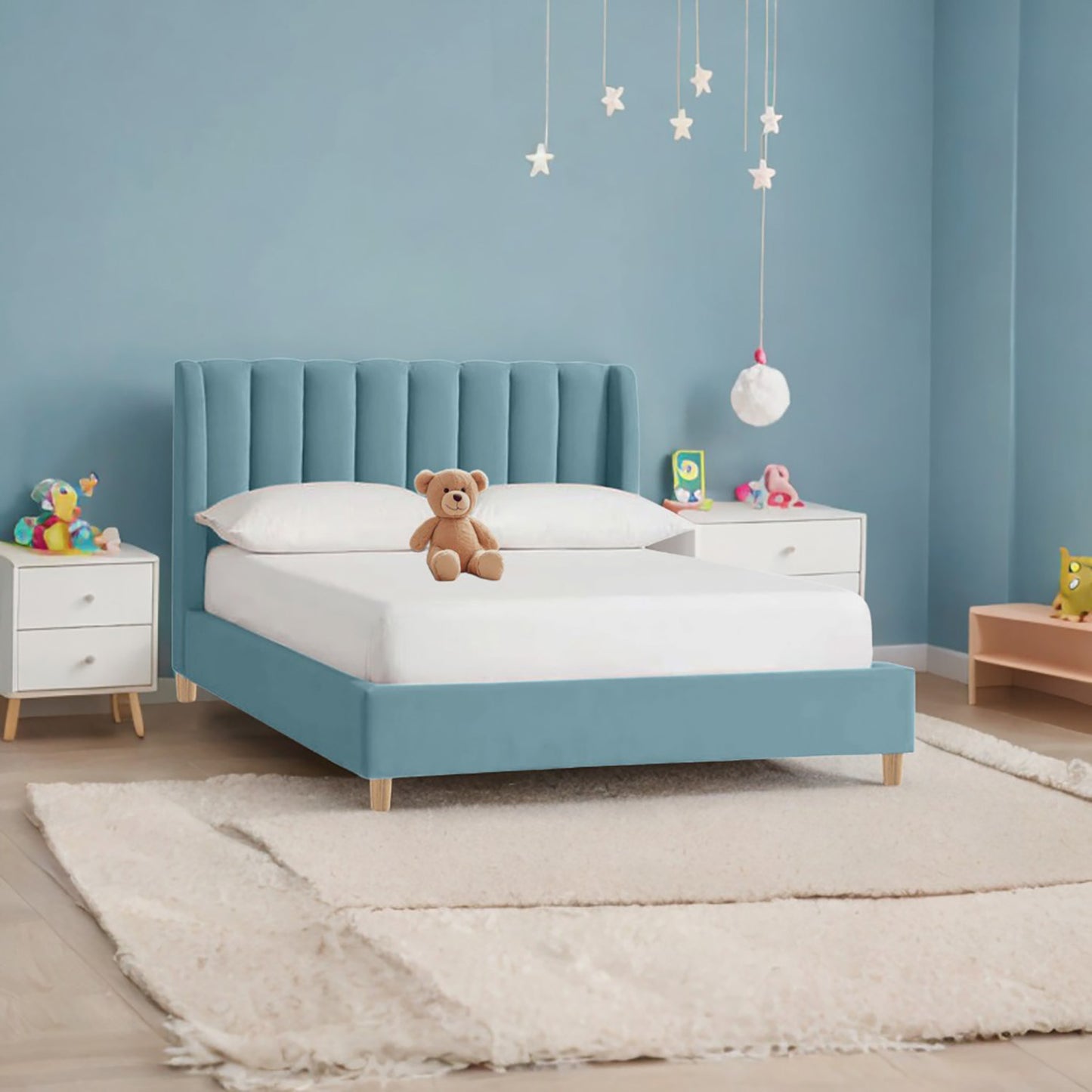 Base Cama con Espaldar Semidoble Infantil Bony 120x190x115 azul claro