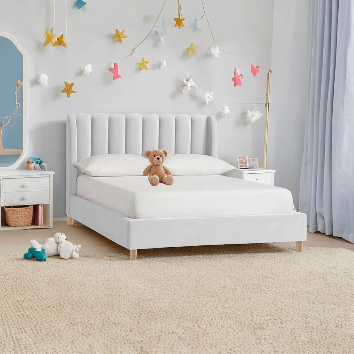 Base Cama con Espaldar Semidoble Infantil Bony 120x190x115 blanco