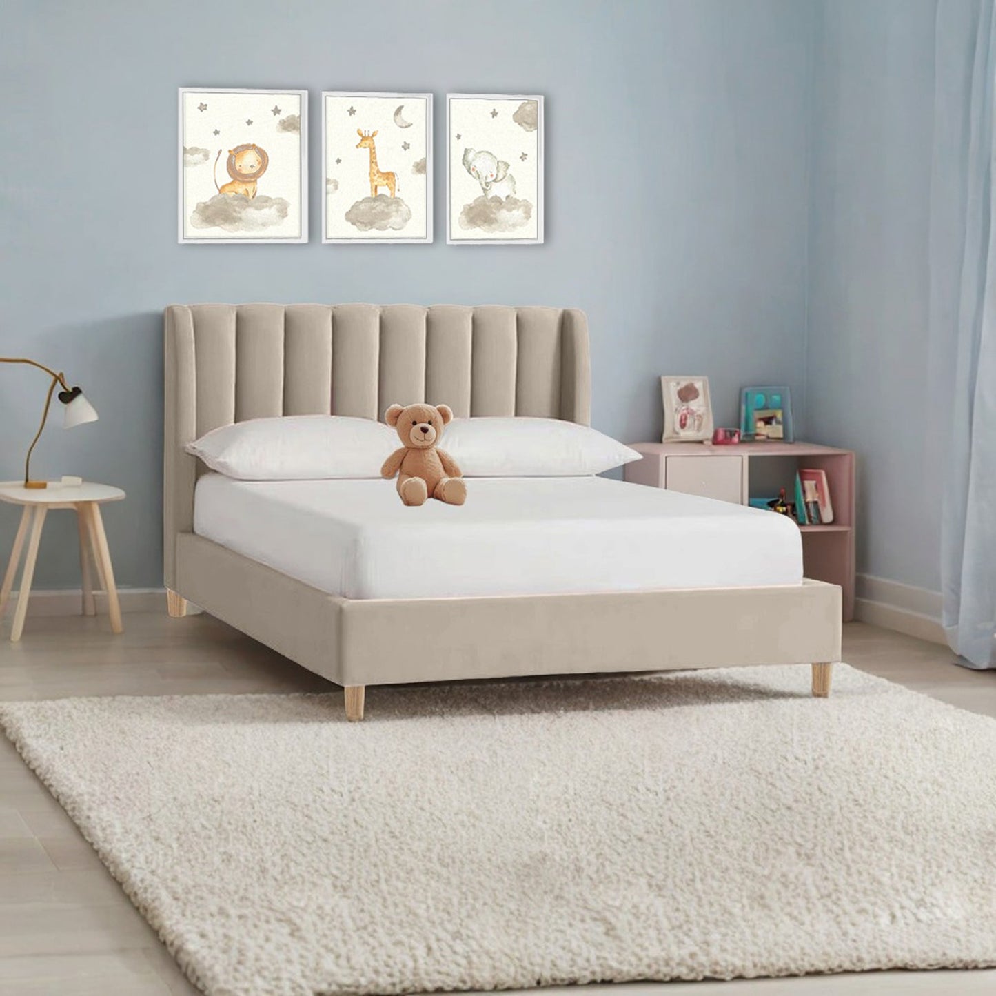 Base Cama con Espaldar Semidoble Infantil Bony 120x190x115 taupe