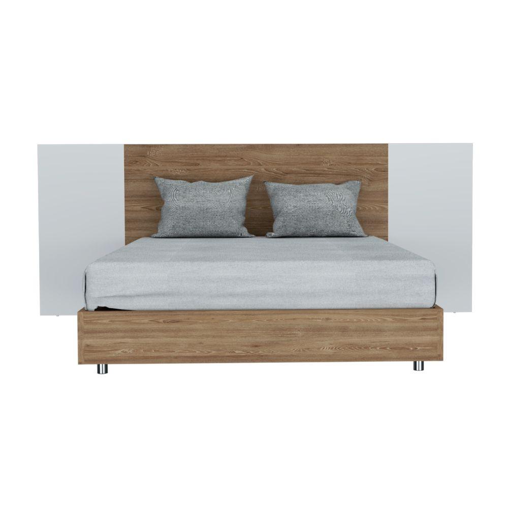 Cama Doble Nebraska Miel Y Blanco