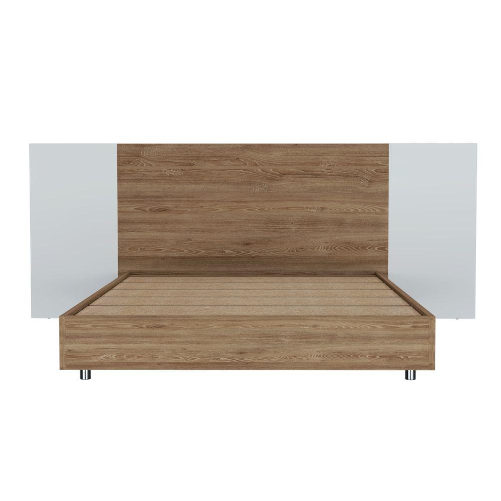 Cama Doble Nebraska Miel Y Blanco