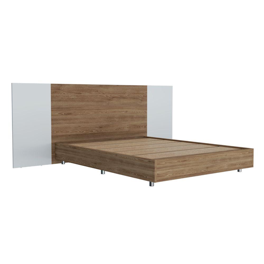 Cama Doble Nebraska Miel Y Blanco