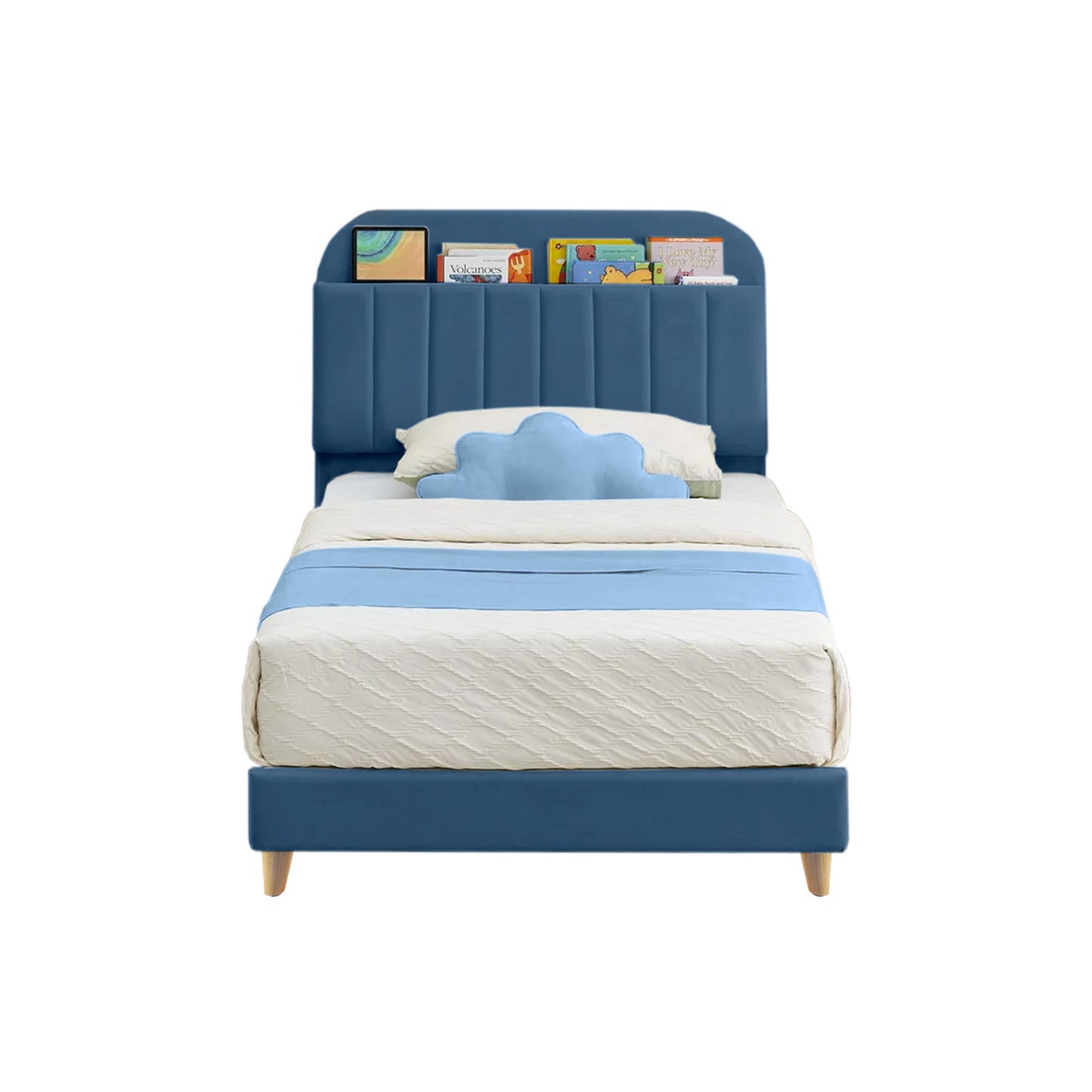 Base Cama con Espaldar Semidoble Infantil Fenix 120x190x115 azul