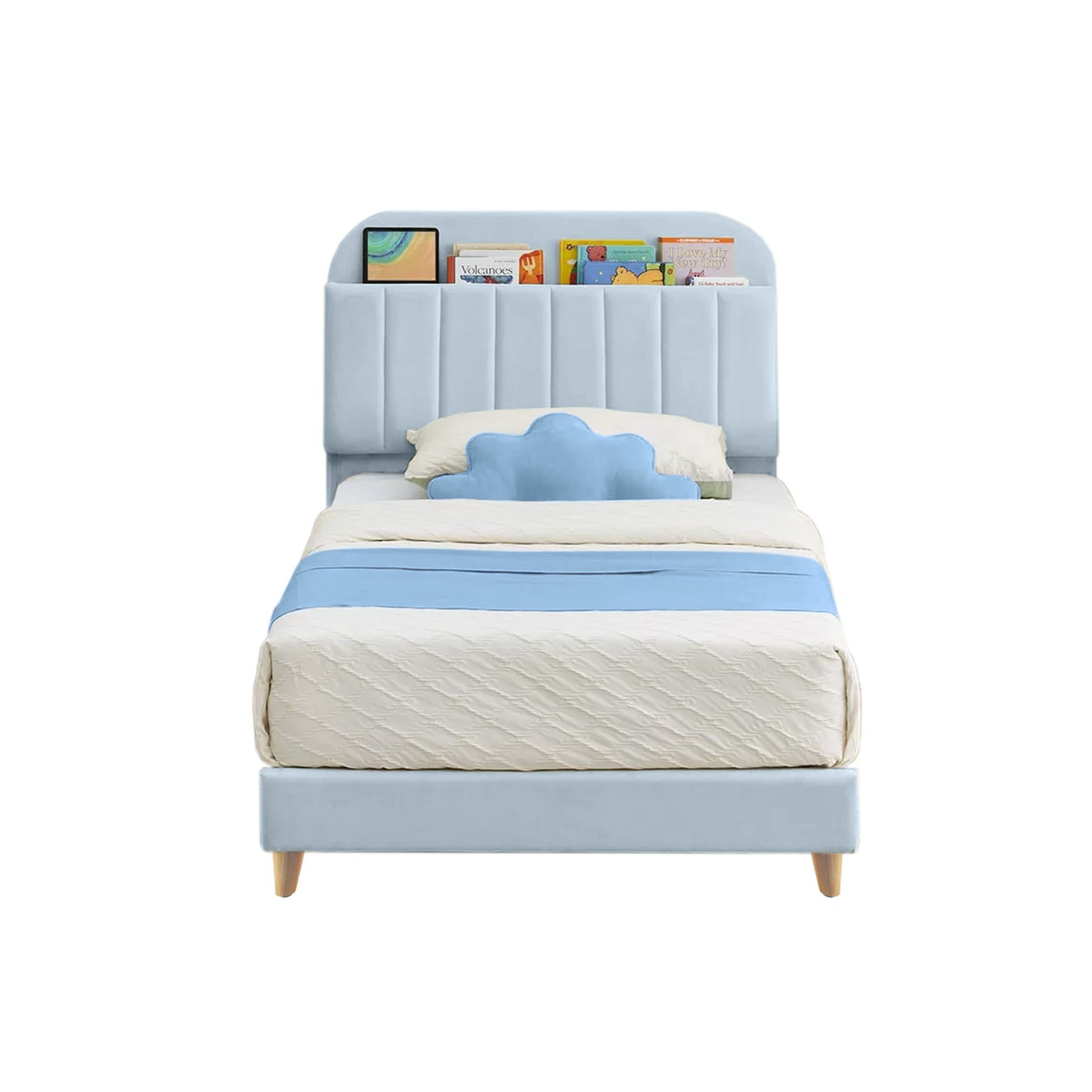 Base Cama con Espaldar Semidoble Infantil Fenix 120x190x115 azul cielo