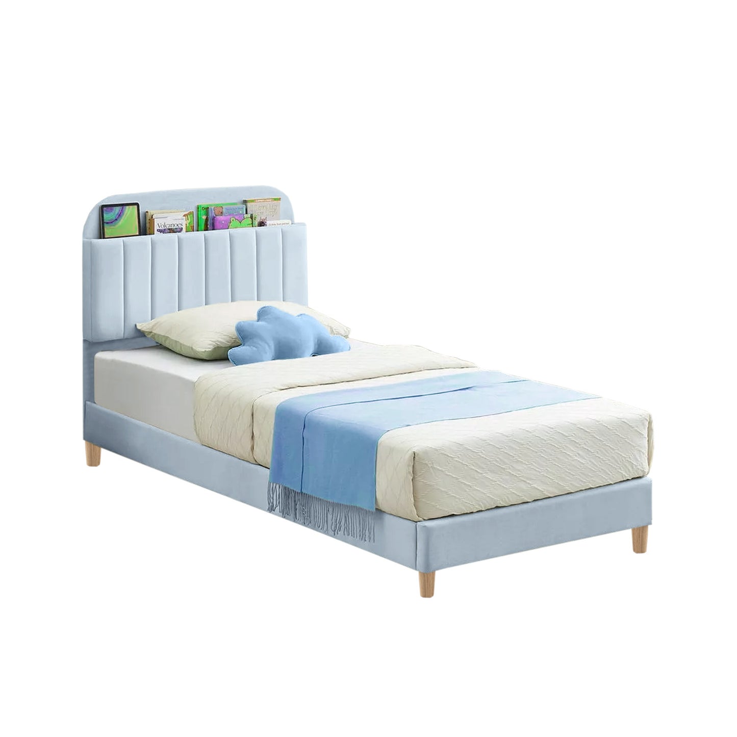 Base Cama con Espaldar Semidoble Infantil Fenix 120x190x115 azul cielo