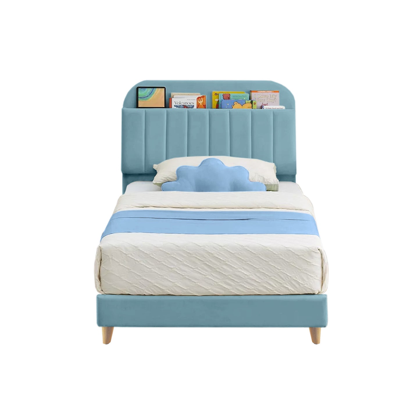 Base Cama con Espaldar Semidoble Infantil Fenix 120x190x115 azul claro