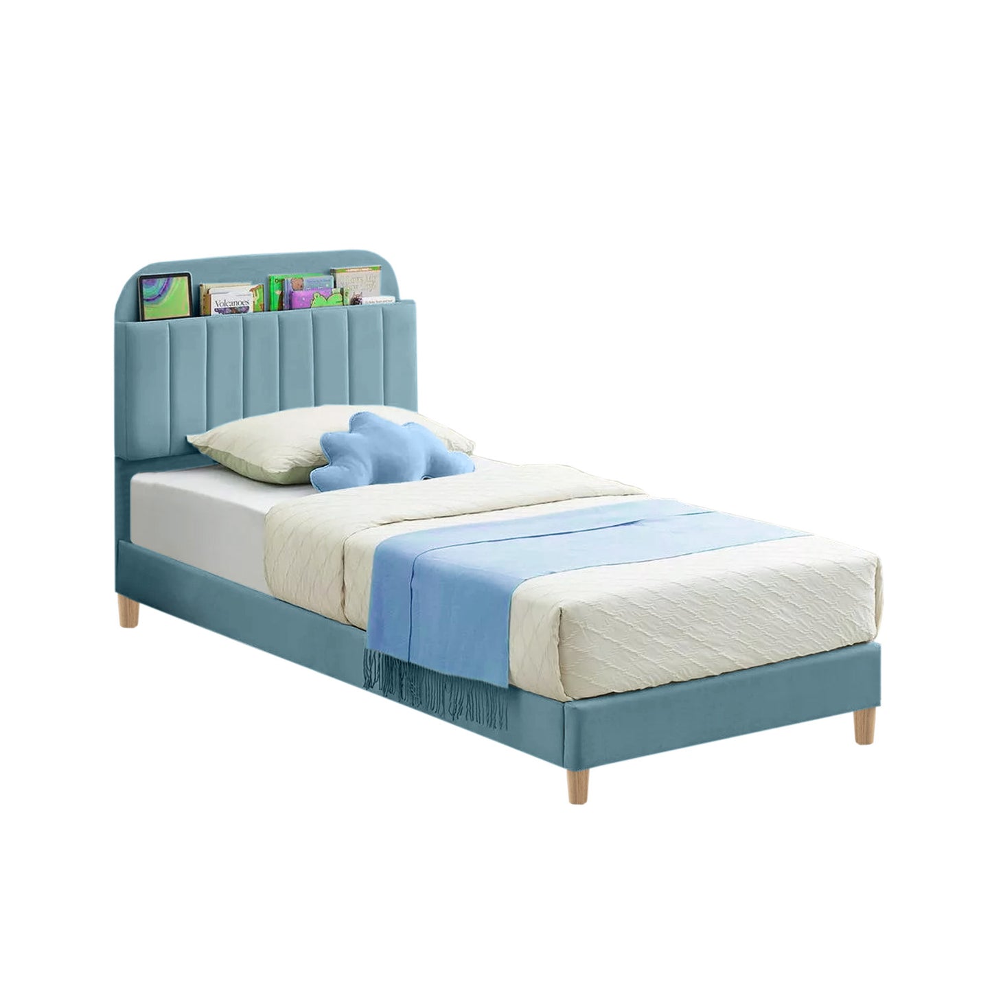 Base Cama con Espaldar Semidoble Infantil Fenix 120x190x115 azul claro