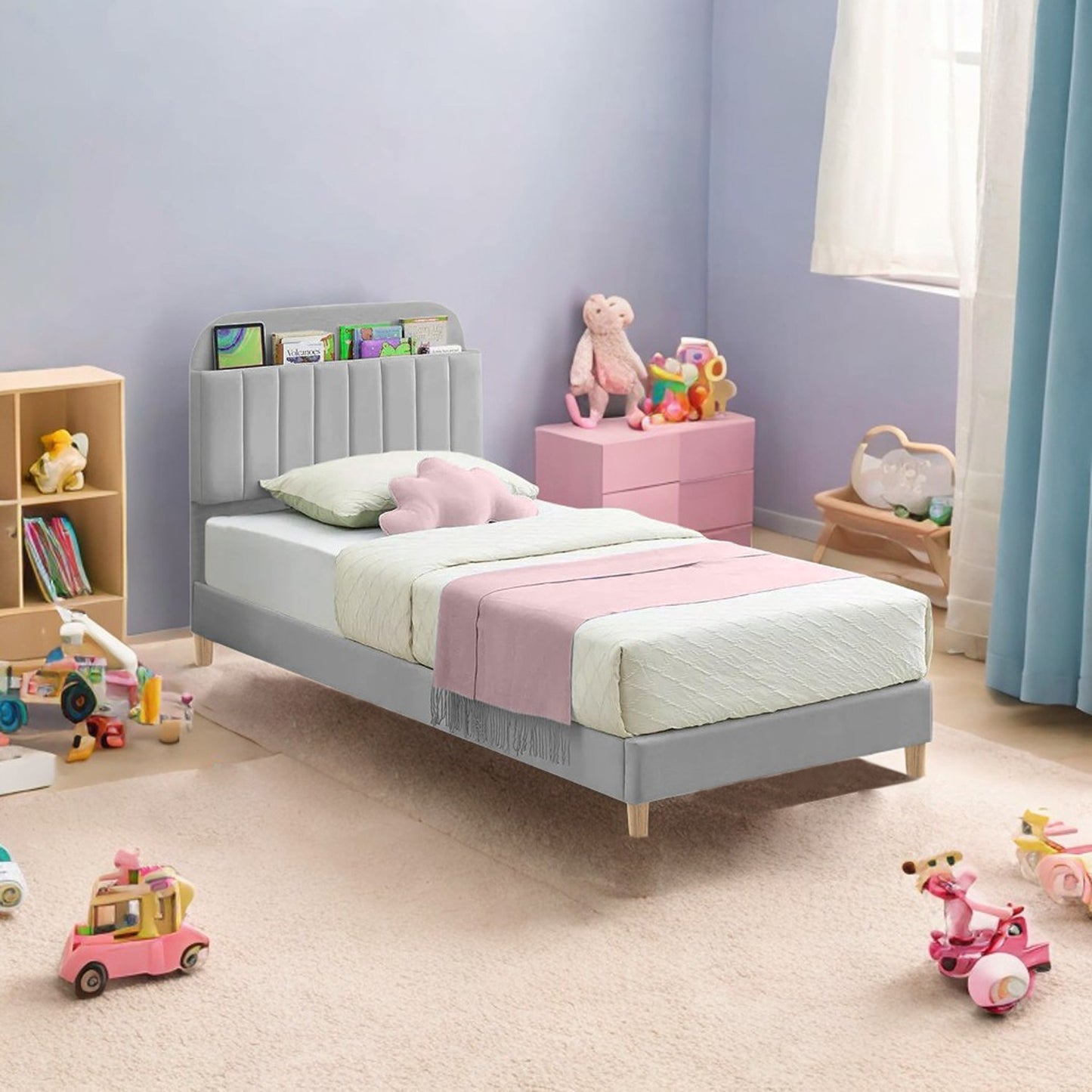 Base Cama con Espaldar Semidoble Infantil Fenix 120x190x115 gris