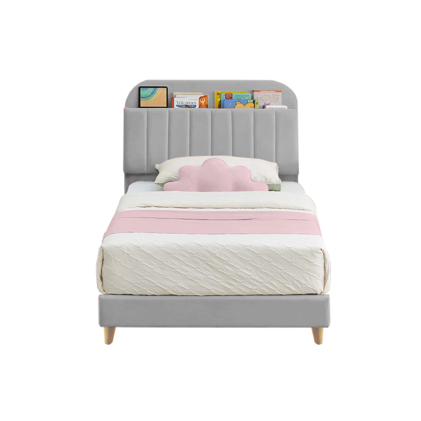 Base Cama con Espaldar Sencillo Infantil Fenix 100x190x115 gris