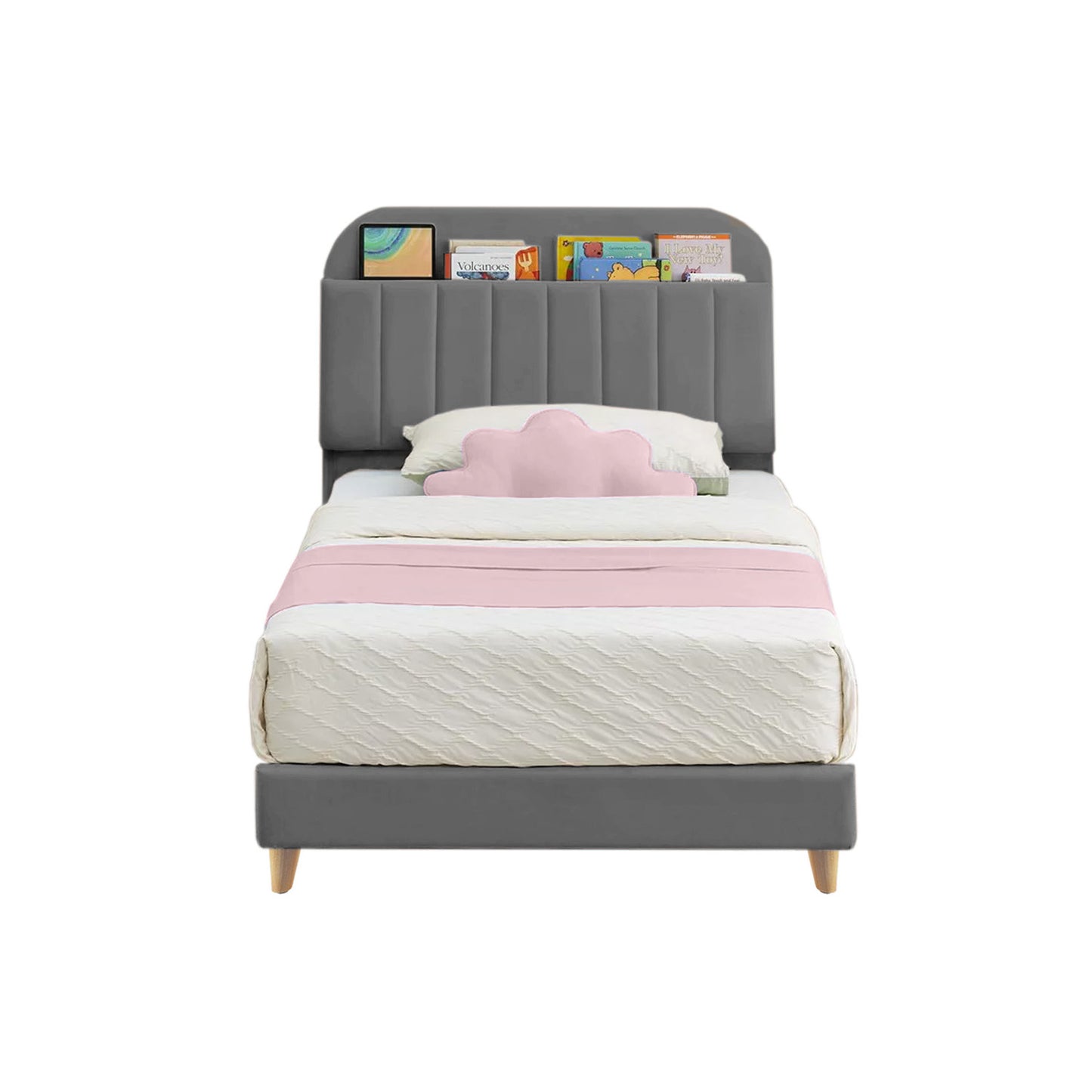 Base Cama con Espaldar Semidoble Infantil Fenix 120x190x115 gris plomo