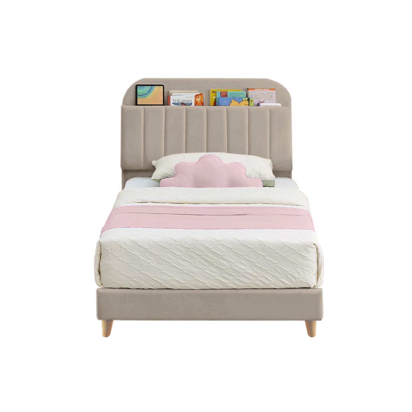 Base Cama con Espaldar Semidoble Infantil Fenix 120x190x115 taupe