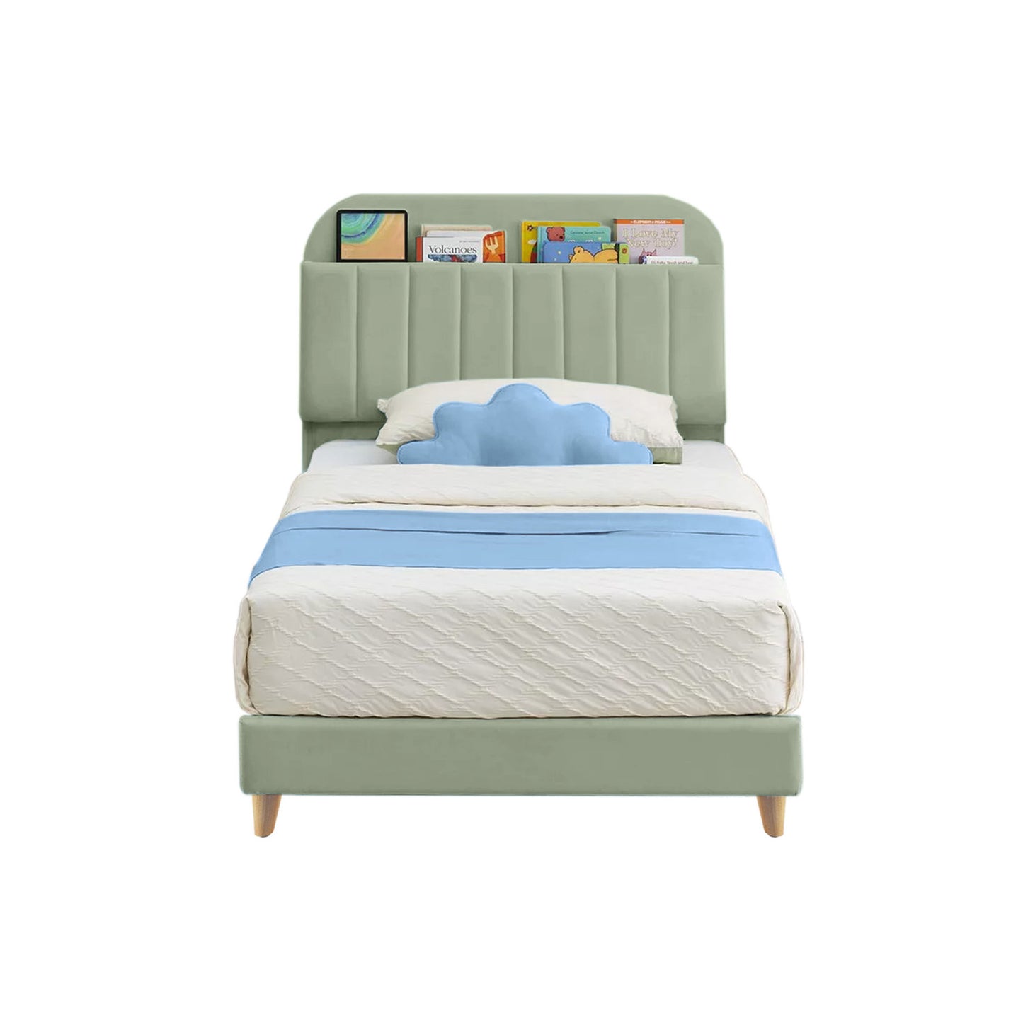 Base Cama con Espaldar Semidoble Infantil Fenix 120x190x115 verde