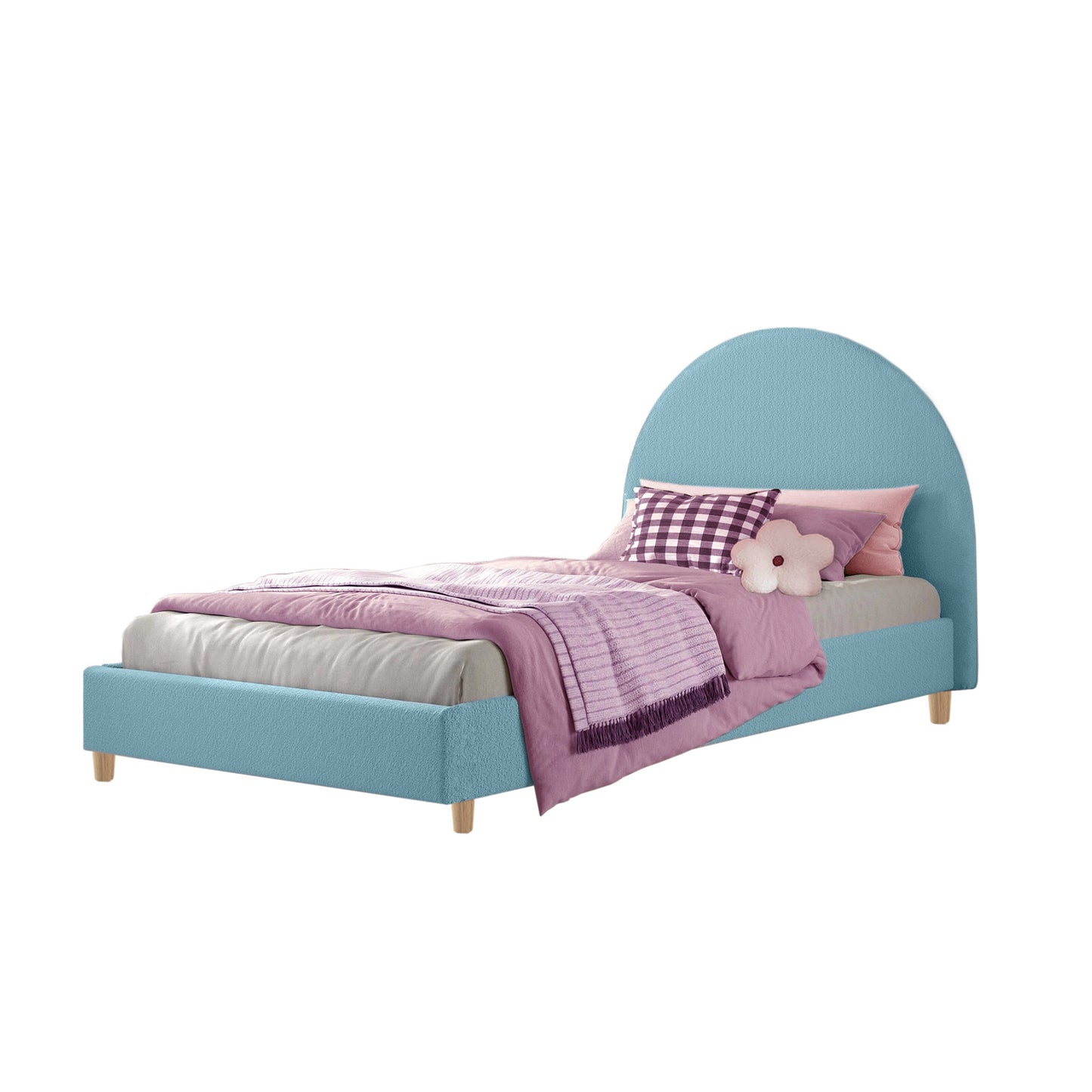 Base Cama con Espaldar Semidoble Infantil Mia azul claro
