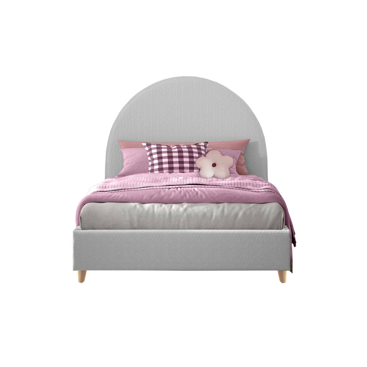 Base Cama con Espaldar Semidoble Infantil Mia gris