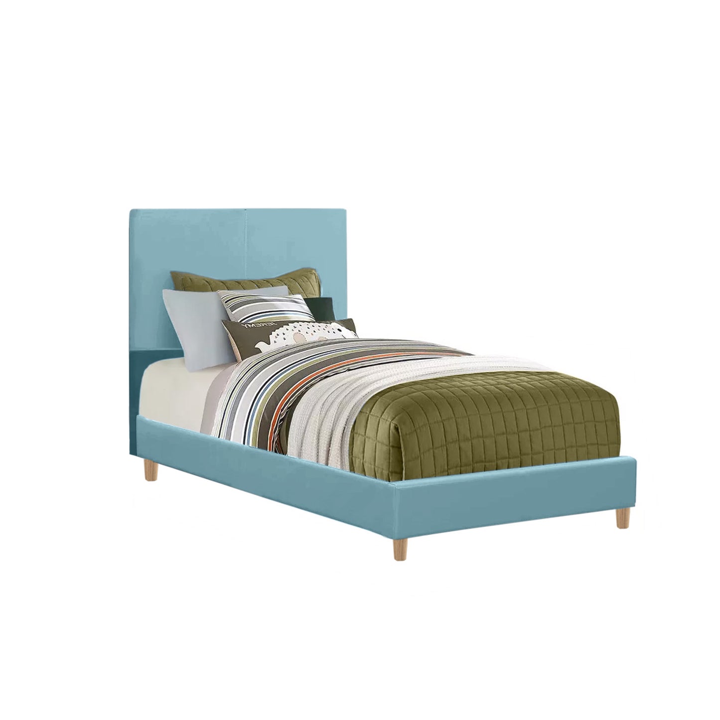 Base Cama con Espaldar Semidoble Infantil Nino 120x190x115 azul claro
