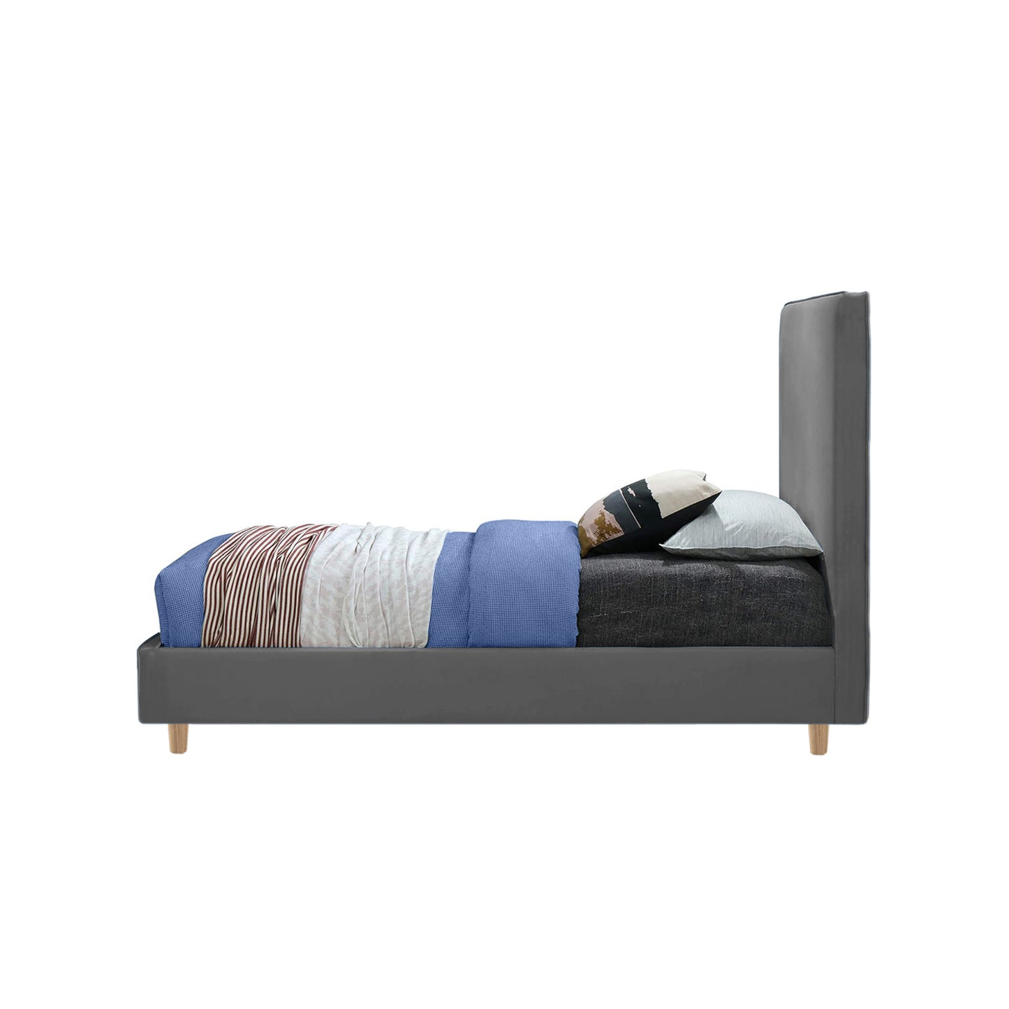 Base Cama con Espaldar Semidoble Infantil Nino 120x190x115 gris plomo