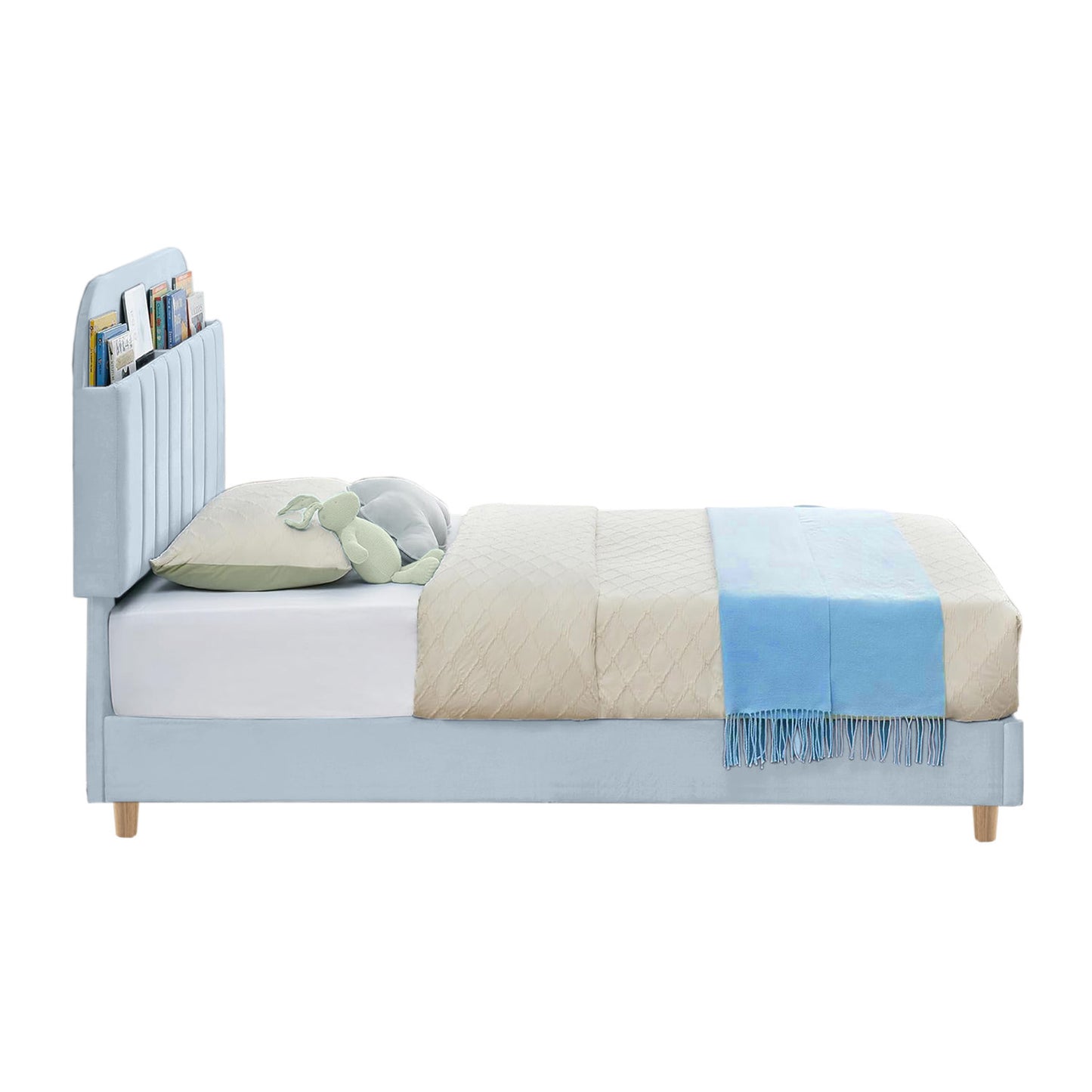Base Cama con Espaldar Semidoble Infantil Fenix 120x190x115 azul cielo