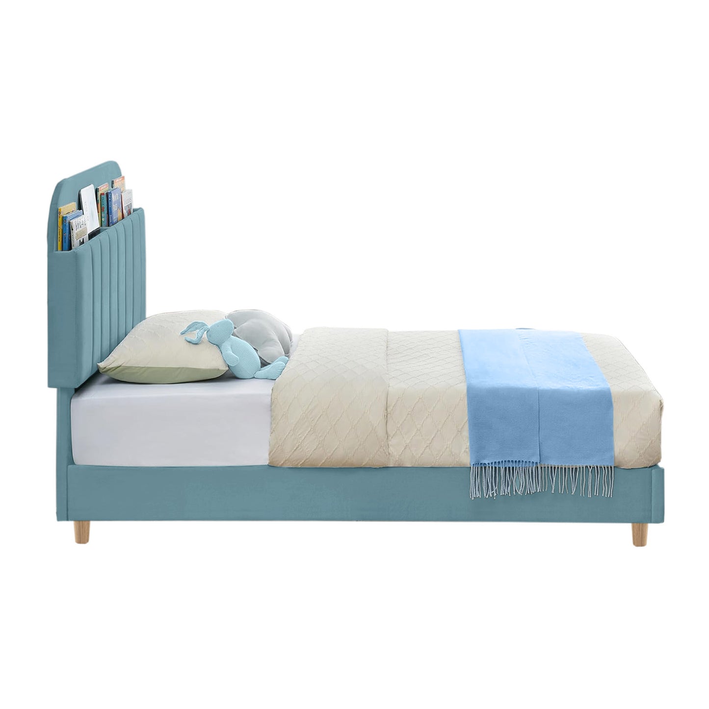 Base Cama con Espaldar Semidoble Infantil Fenix 120x190x115 azul claro