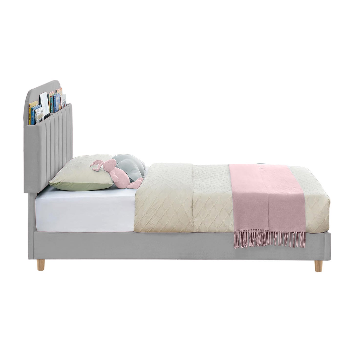 Base Cama con Espaldar Sencillo Infantil Fenix 100x190x115 gris