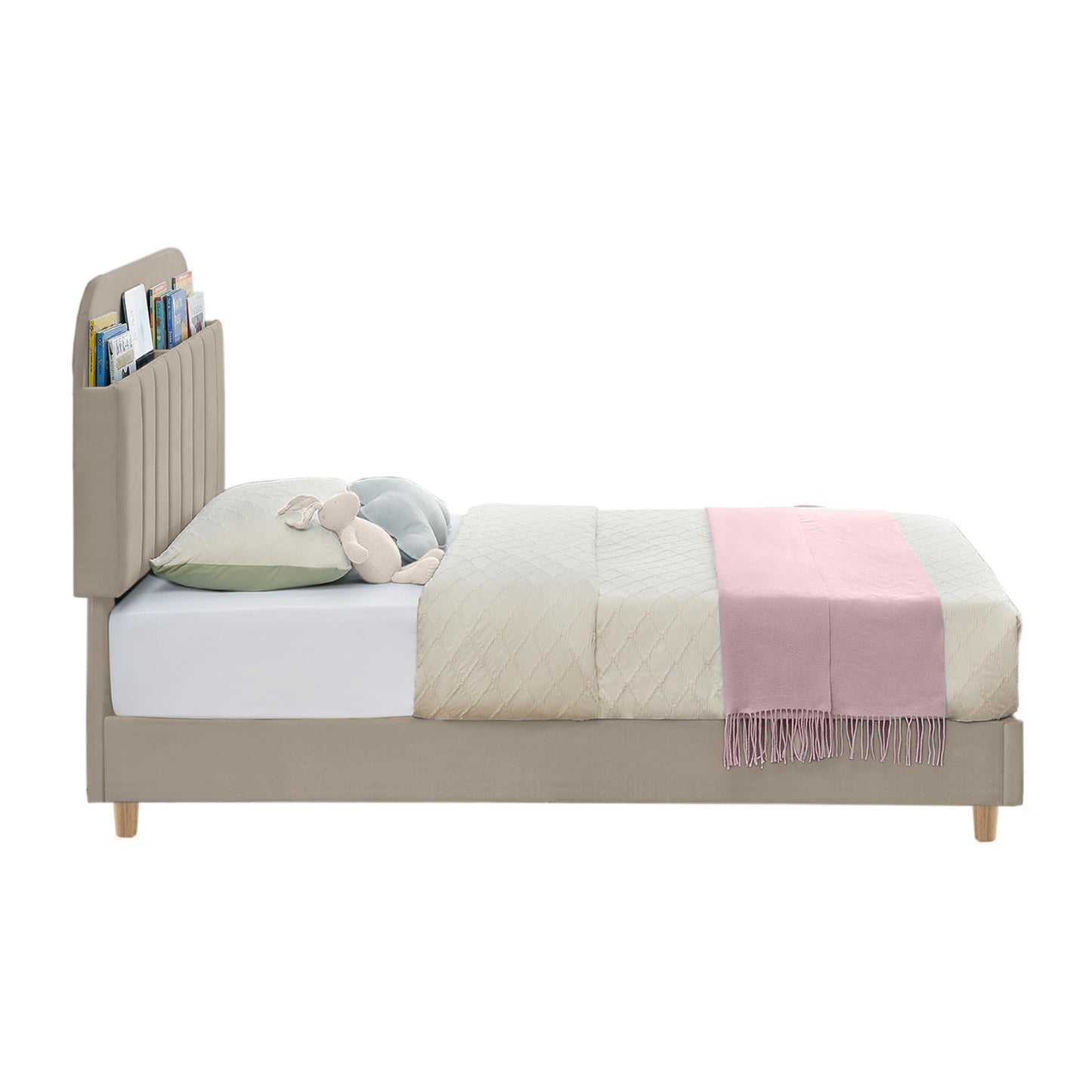 Base Cama con Espaldar Semidoble Infantil Fenix 120x190x115 taupe