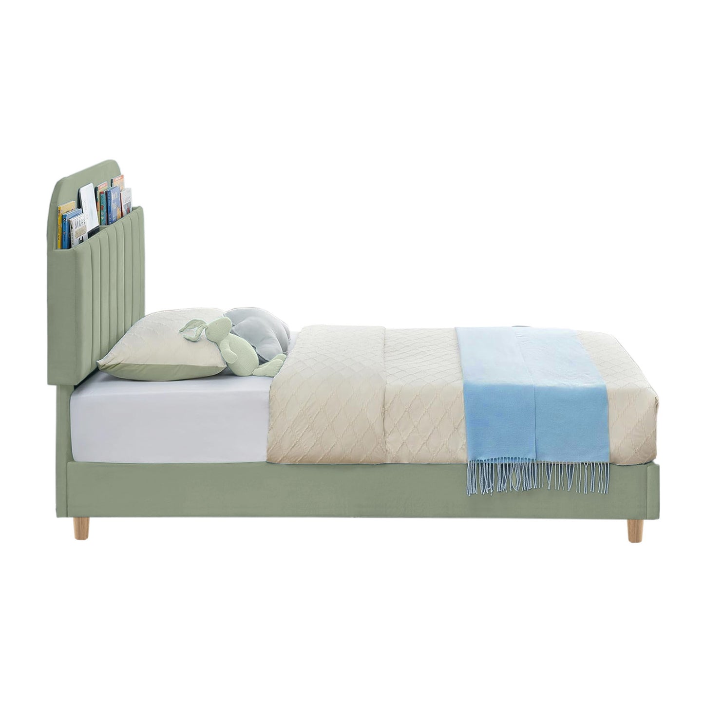 Base Cama con Espaldar Semidoble Infantil Fenix 120x190x115 verde