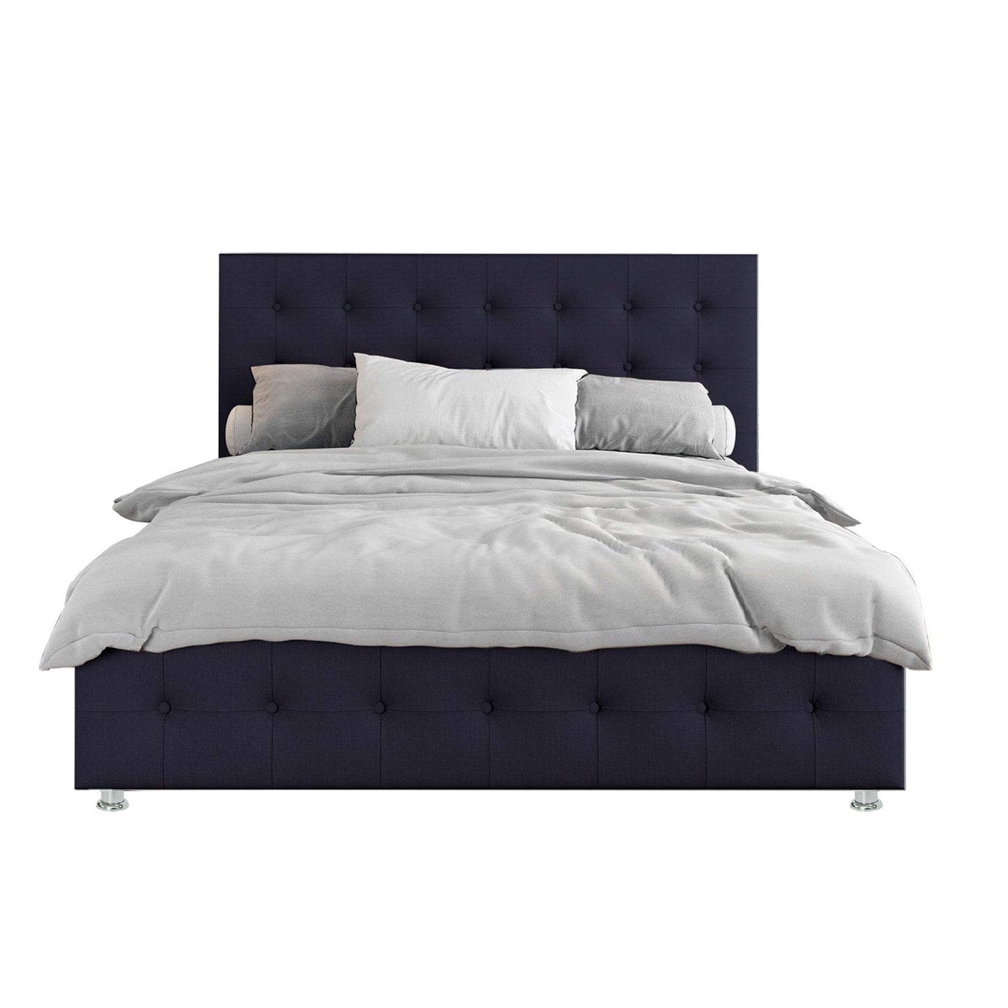 Base Cama con Espaldar + Colchon King Capital 200x200x150 azul
