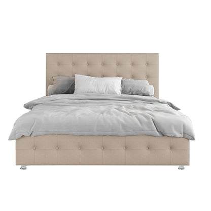 Base Cama con Espaldar + Colchon King Capital 200x200x150 beige