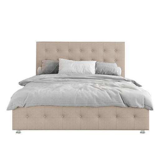 Base Cama con Espaldar + Colchon King Capital 200x200x150 beige