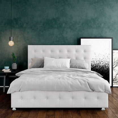 Base Cama con Espaldar + Colchon King Capital 200x200x150 blanco