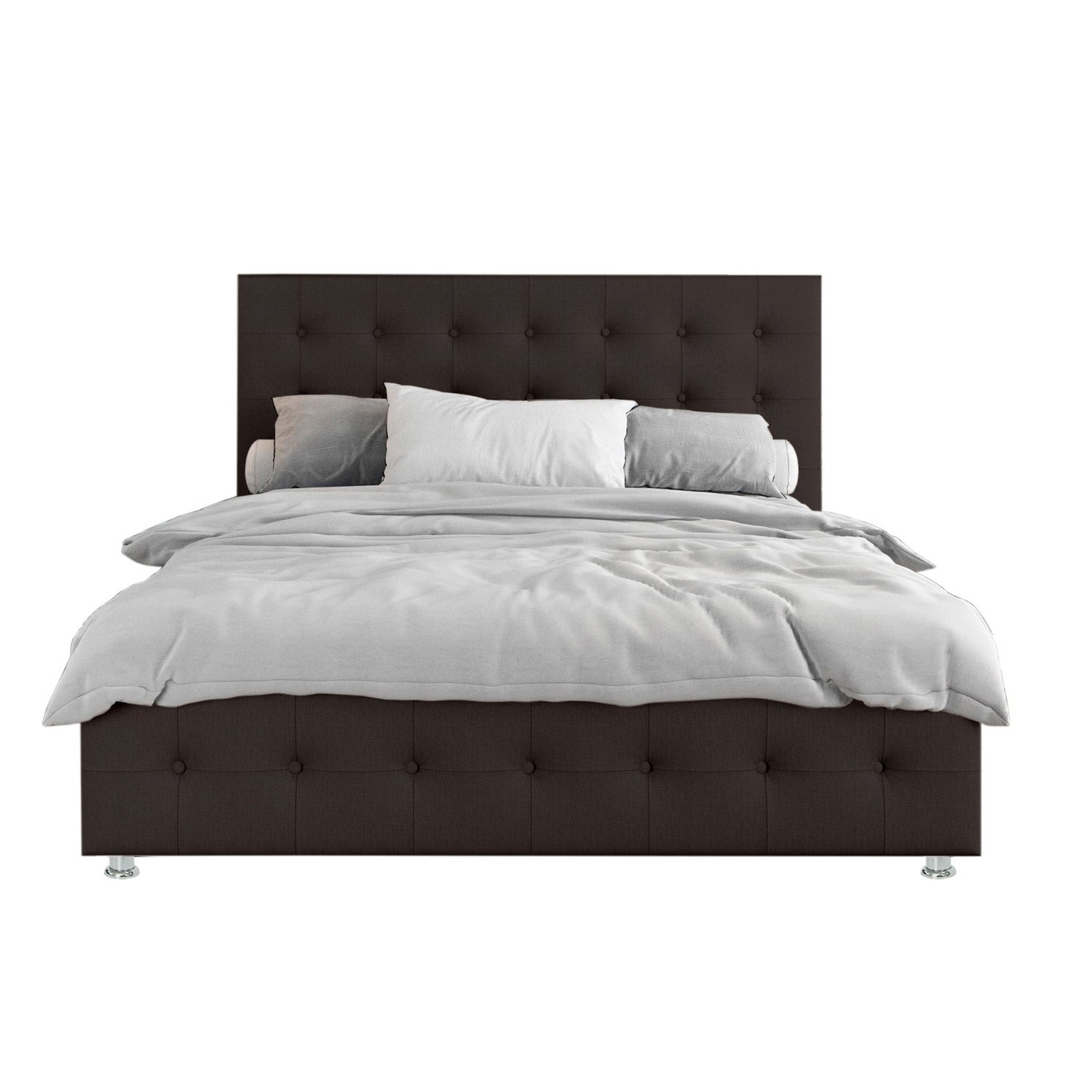 Base Cama con Espaldar + Colchon King Capital 200x200x150 cafe