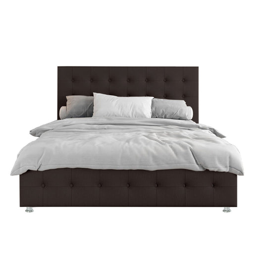 Base Cama con Espaldar + Colchon King Capital 200x200x150 cafe