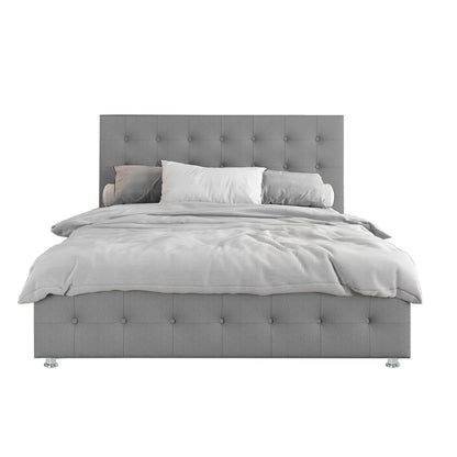 Base Cama con Espaldar + Colchon King Capital 200x200x150 gris perla