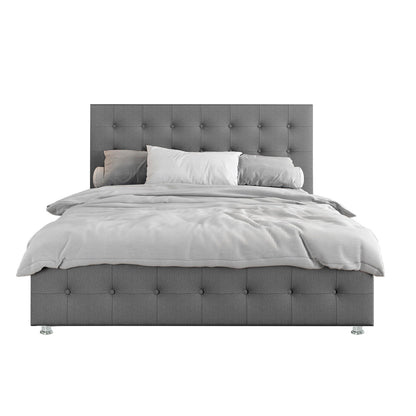 Base Cama con Espaldar + Colchon King Capital 200x200x150 gris plata