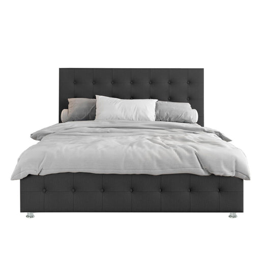 Base Cama con Espaldar + Colchon King Capital 200x200x150 gris plomo