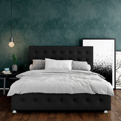 Base Cama con Espaldar + Colchon King Capital 200x200x150 negro