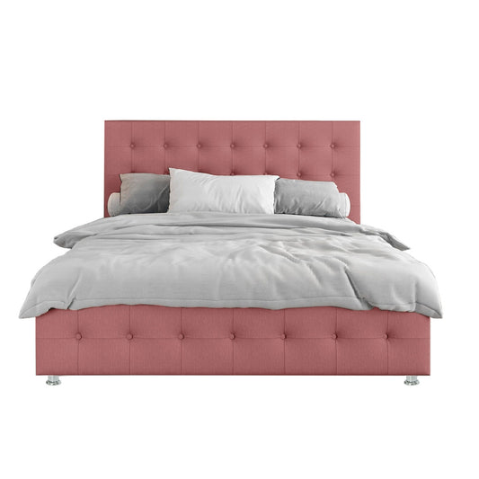 Base Cama con Espaldar + Colchon Queen Capital 160x190x150 salmon