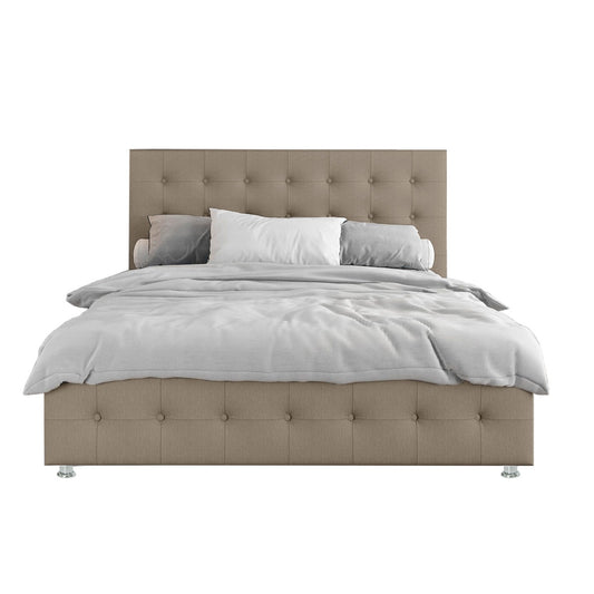 Base Cama con Espaldar + Colchon King Capital 200x200x150 taupe