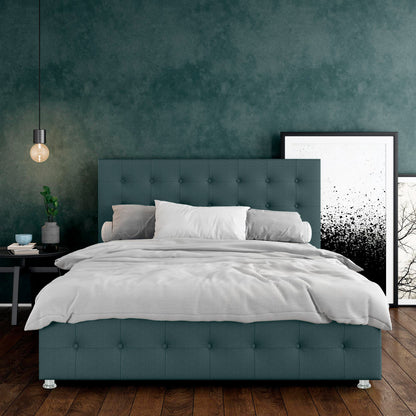 Base Cama con Espaldar + Colchon King Capital 200x200x150 verde