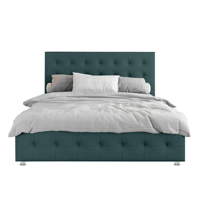 Base Cama con Espaldar + Colchon King Capital 200x200x150 verde