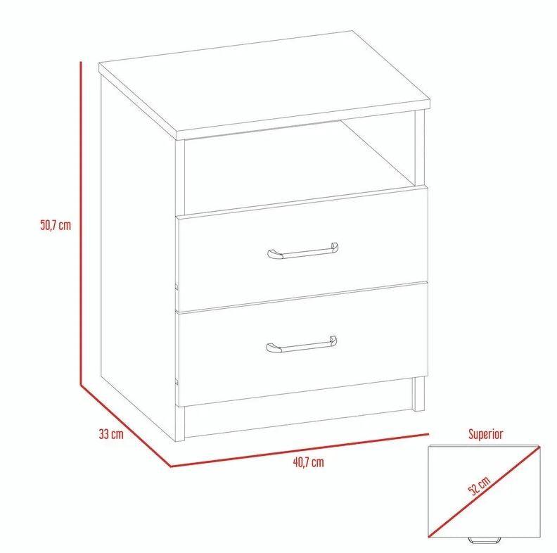 Mesa De Noche Shelf Rovere Y Blanco