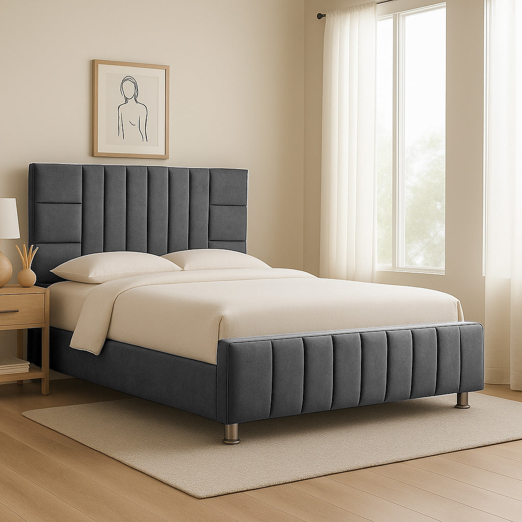 Cama Sencilla Fiora Gris Plomo