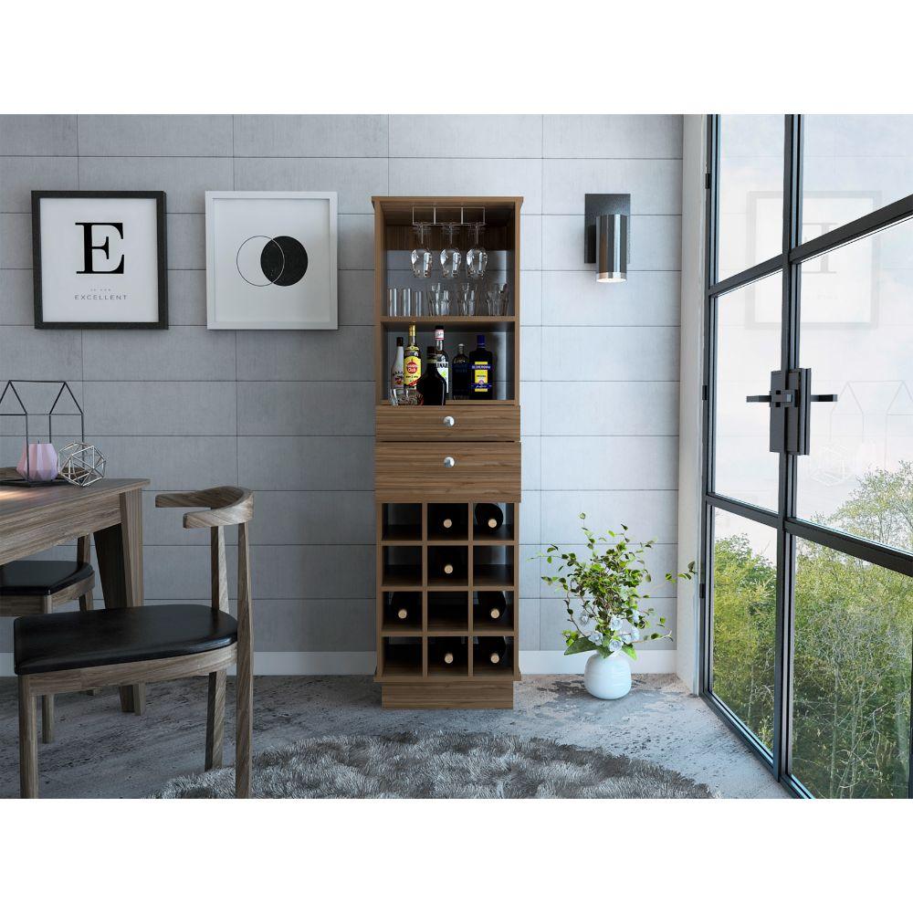 Bar Perlos, Castaño, Con Espacio Para Botellas Y Porta Copas
