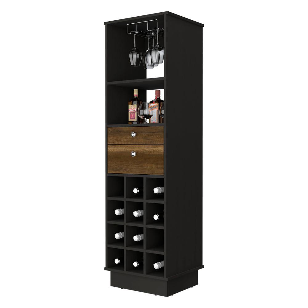 Bar Perlos, Wengue Y Cobre, Con Espacio Para Botellas Y Porta Copas