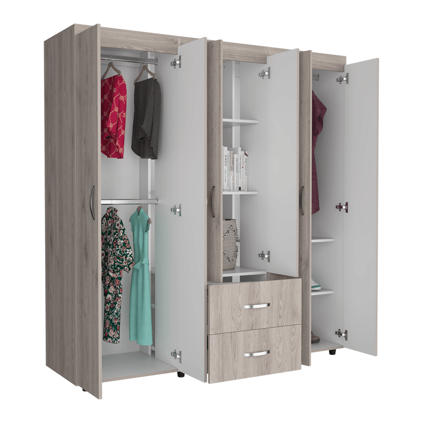Closet Quenari 180 Ceniza Y Blanco