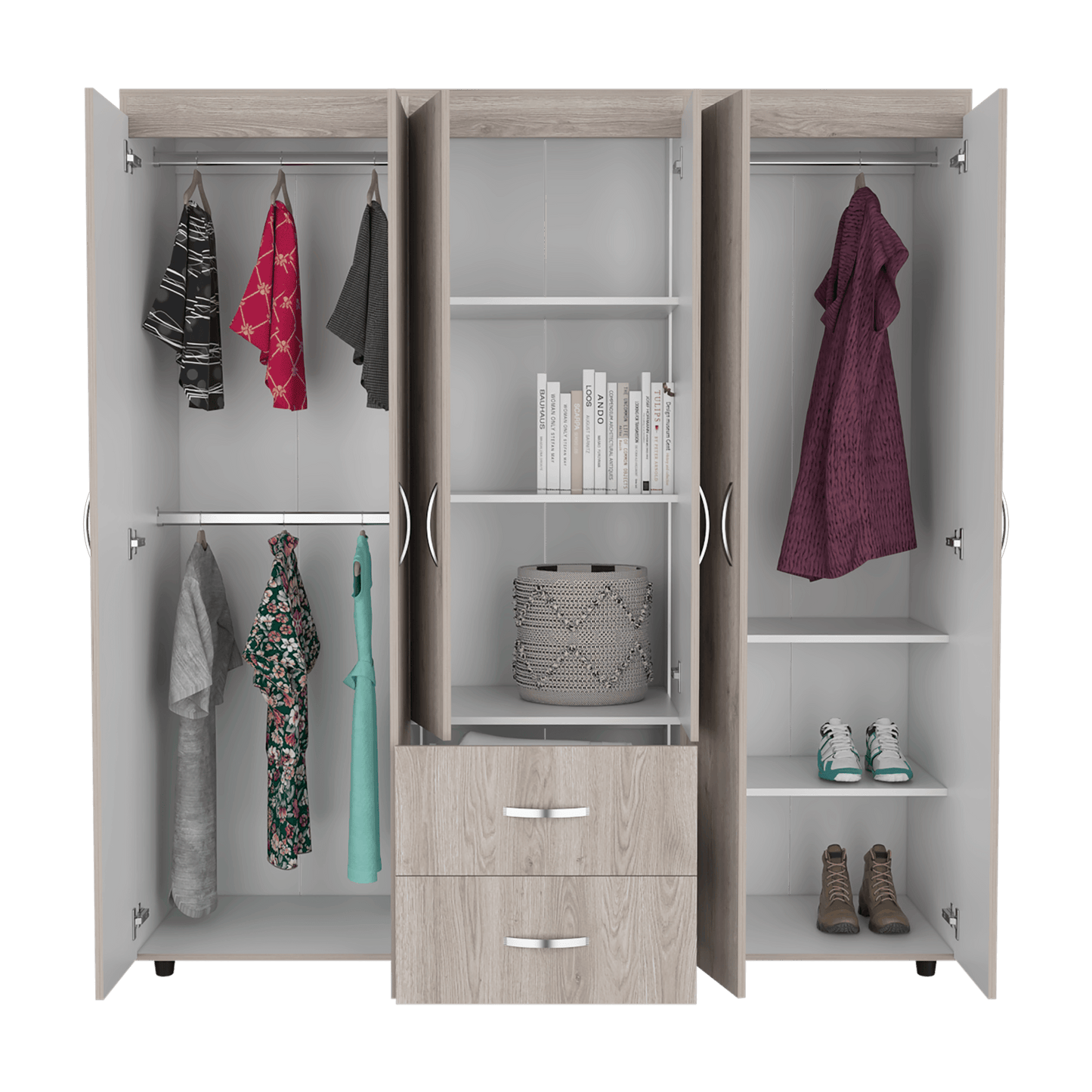 Closet Quenari 180 Ceniza Y Blanco