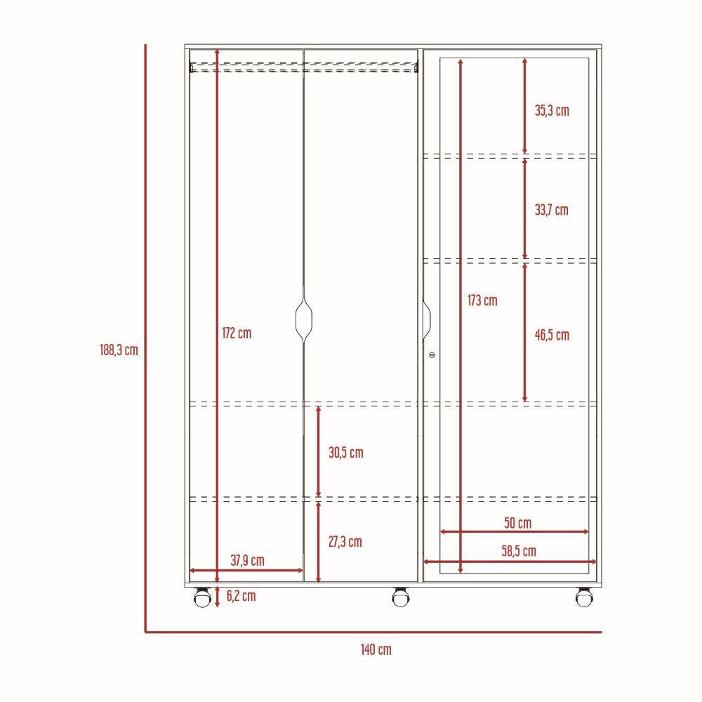 Closet Con Espejo Kireva Duna Y Blanco Duqueza