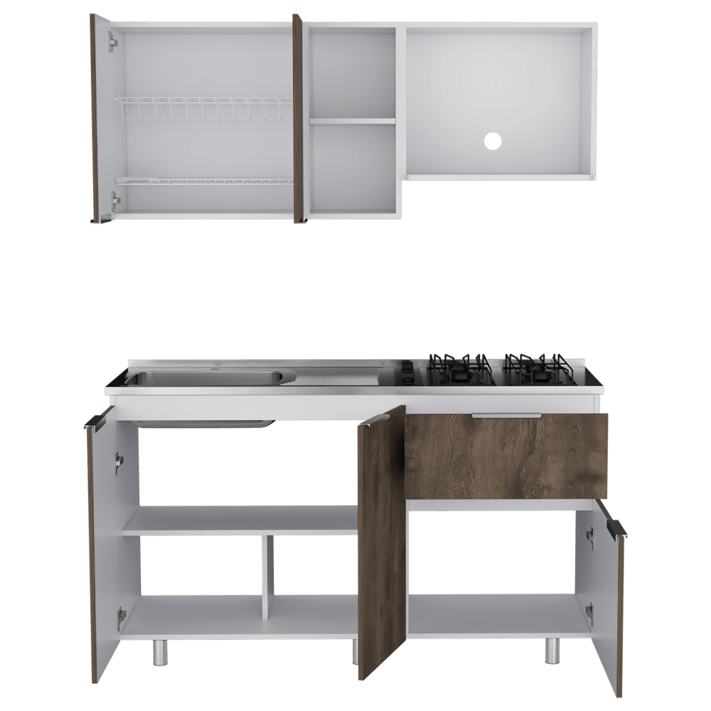 Cocina Integral Bilcont Y Blanco Con Mesón Izquierdo