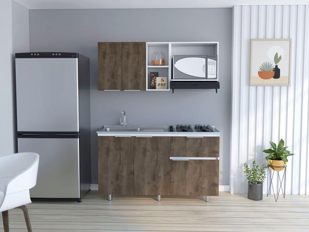 Cocina Integral Bilcont Y Blanco Con Mesón Izquierdo