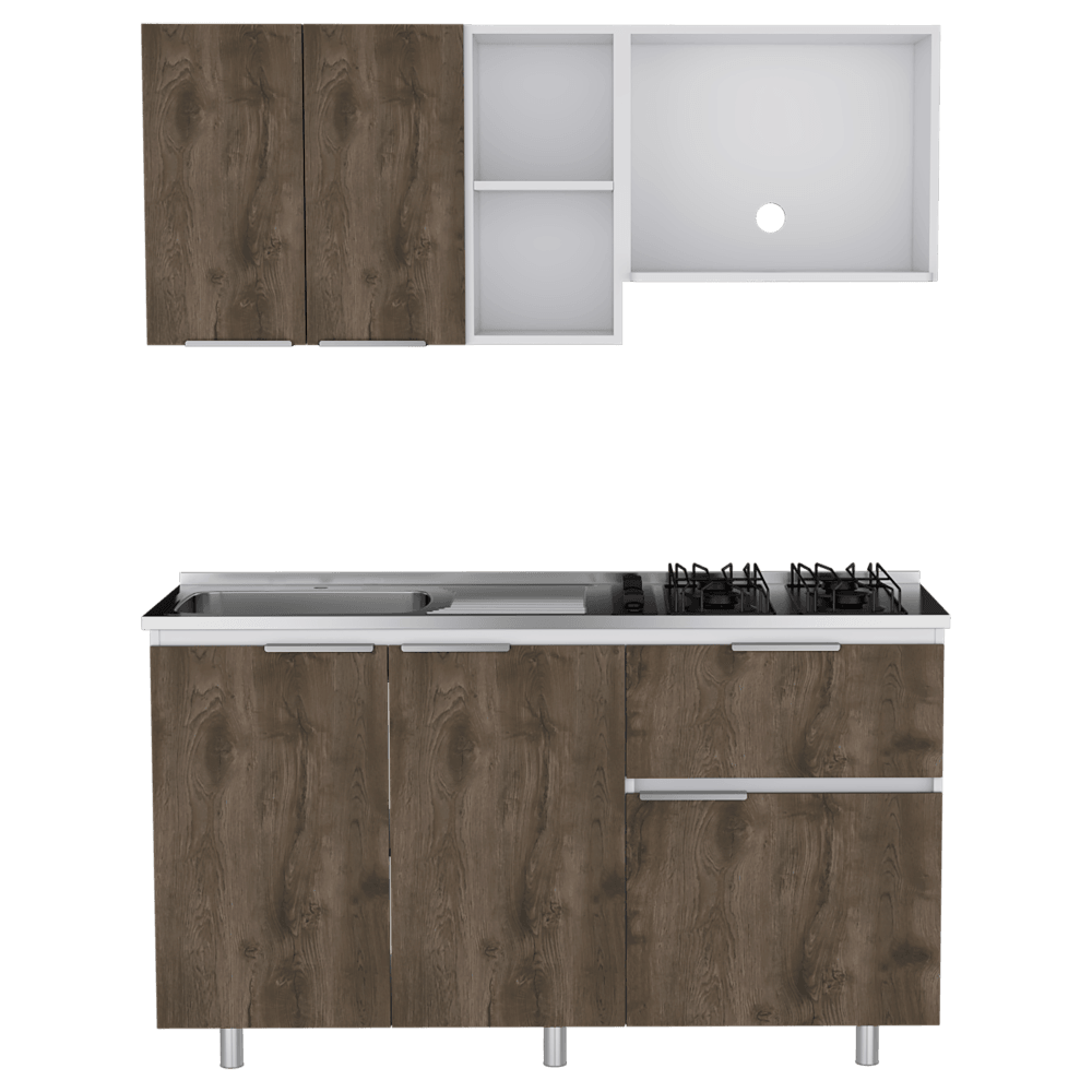 Cocina Integral Bilcont Y Blanco Con Mesón Izquierdo